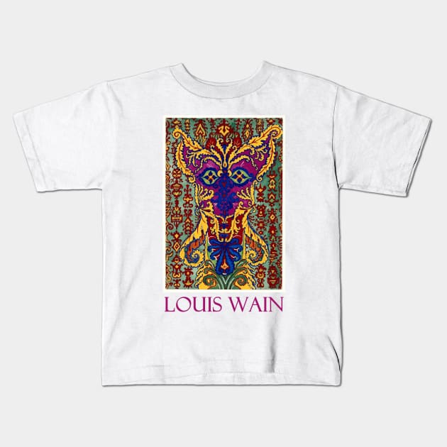 A Cat Standing on It's Hind Legs by Louis Wain Kids T-Shirt by Naves